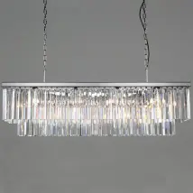 Araco RadiantEdge Rectangular Crystal Pendant Light Antique Brass