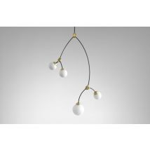 CTO Lighting Ivy - Vertical 4 - DALI-A Pendant Light bronze with satin brass details and shiny opal glass