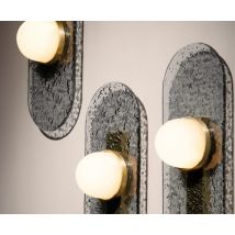 CTO Lighting Modulo - Single - DALI-A Wall Light satin brass with smoked kiln glass and matt glass