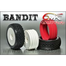 6MIK Pneus à Coller Buggy Bandit + Jantes Ultra Blanches + Inserts (x2) TKU8