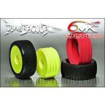 6MIK Pneus à Coller Buggy Barracuda + Jantes Ultra Jaunes + Inserts (x2) TKUY14