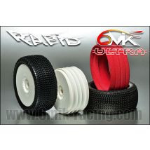 6MIK Pneus à Coller Buggy Rapid + Jantes Ultra Blanches + Inserts (x2) TKU10