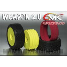 6MIK Pneus à Coller Buggy Weapon 2.0 + Jantes Ultra Jaunes (x2) TKUY15
