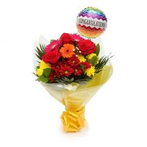 Congratulations Balloon & Beauty Blooms Bouquet