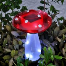 Toadstool Solar Garden Stake Light 10 White LED - 24cm by Bright Garden
