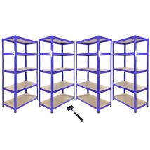 Steel & MDF Shelving Units 180cm - Blue Set Of Five T-Rax 90cm Corner by Raven