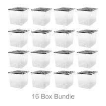 16 x Plastic Storage Boxes 110 Litres Extra Large - Clear & Black Supa Nova by Strata