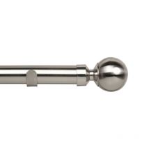 Rome 180cm Eyelet Curtain Pole Set Satin Silver - 28mm Diameter