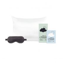 Silver Cloud Satin Sleep Mask & Pillowcase Bundle  Black & White