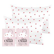 Silver Cloud Heart Print Satin Pillowcase Twinpack