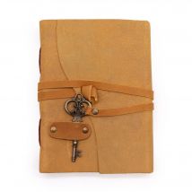 Oiled Tan Leather & Key - 200 pages - 13x18cm - Per case: 1 Piece