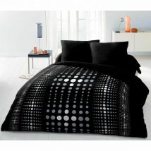 Parure de couette HOME LINGE PASSION Steevy Noir Gris Lit double 220 x 240 cm