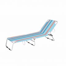 Marbueno Tumbona Plegable Rayas Naranjas y Azules 187X58X24 cm 10466