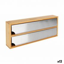 Porte-rouleaux de Cuisine Quttin Bambou Aluminium 33,5 x 13 x 5,5 cm (12 Unités)