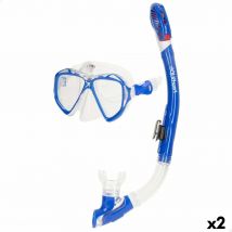 Masque de Plongée avec Tube AquaSport Bleu Adultes (2 Unités)