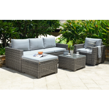 Marbella Grey 5 Seater Chaise Garden Sofa and Armchair Lounge Set