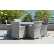 Bridgetown 6 Seater Round Rattan Dining Set 150cm