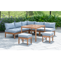 Cali 7 Seater Wooden Corner Sofa Lounge and Dining Set
