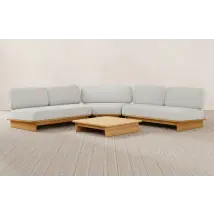 Reva 5 Seater Corner Outdoor Teak Sofa Set with Table