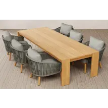 Simon 6 Seater Wooden Woven Garden Dining Set