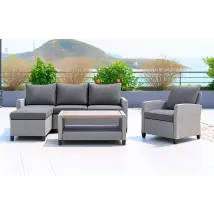 Stockholm Grey 4 Seater Chaise Lounge Set with Armchair