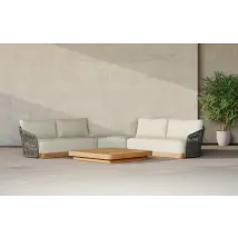 Bayswater 5 Seater Woven Wooden Corner Garden Sofa Set