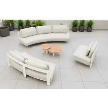 Harbour 6 Seater Teak and Aluminium Garden Sofa and Armchair Set