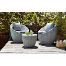 Pod Grey 2 Seater Round Rattan Balcony Bistro Garden Set