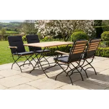 Sicily 4 Seater Teak and Wrought Iron Rectangular 120cm Garden Dining Set