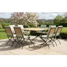Sicily 8 Seater Teak and Wrought Iron Square 140cm Garden Dining Set