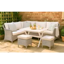 Sorrento 7 Seater Rattan Corner Sofa Lounge and Dining Garden Set