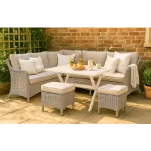 Sorrento 7 Seater Rattan Corner Sofa Lounge and Dining Garden Set