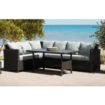 Stockholm Black 6 Seater Corner Garden Lounge Set