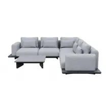 Wren Grey 5 Seater Aluminium Corner Lounge Set With Concrete Table