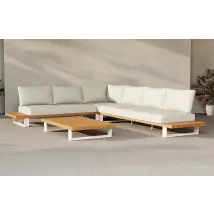 Terra 6 Seater Teak Corner Garden Sofa and Table Set