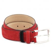 BGENTS Veloursledergürtel mit Wechselschlaufe rot