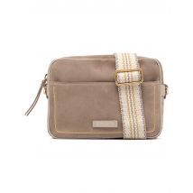 Borse donna Nina in camoscio taupe con tracolla in tessuto