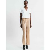 Pantalone donna in velluto beige con elastico in vita Donna 11158 24