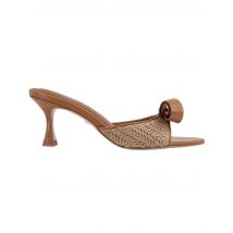 Sandali donna Linda in pelle cuoio e rafia naturale Donna 196Z68BK 014