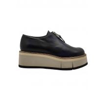 Sneakers donna in pelle nera con zip e tacco zeppa Donna P26 NERO