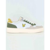 Sneakers uomo in tessuto bianco con riporti in contrasto