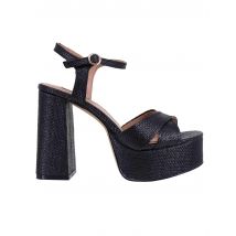 Sandali donna Arden in rafia nera con tacco alto e plateau Donna 800P69JE 001