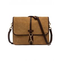 Tote bag uomo in canvas washed cammello e pelle