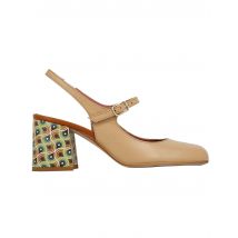 Decollete sligback donna in pelle beige con punta tonda Donna 5118 040