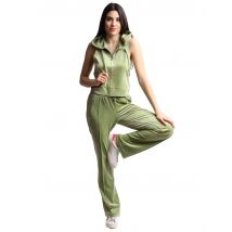 Pantaloni tuta donna Tina in tessuto verde con strass Donna VEJH70047WPF J93