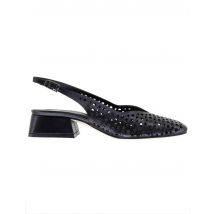 Slingback donna in pelle nera forata
