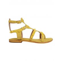 Sandali donna gladiatore in camoscio giallo con suola bassa in cuoio Donna CBF.R224001 005