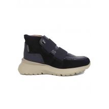 Sneakers donna a stivaletto in pelle e tessuto nero Velour Black Donna HI233101 C003