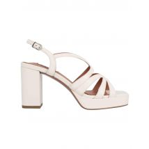 Sandali slingback donna in vernice bianca con tacco plateau e punta quadra Donna 632P45VK 100