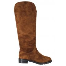 Stivali a tubo in camoscio cuoio tacco basso Donna 903 014